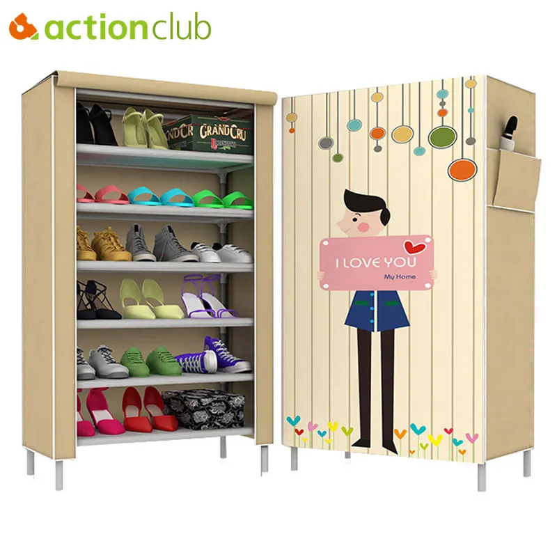 Actionclub بسيط الأزياء الكرتون متعددة مخزن أحذية مجلس الوزراء غير المنسوجة القماش الغبار الحذاء الرف 3D نمط حذاء المنظم رف Actionclub بسيط الأزياء الكرتون متعددة مخزن أحذية مجلس الوزراء غير المنسوجة القماش الغبار الحذاء الرف 3D نمط حذاء المنظم رف