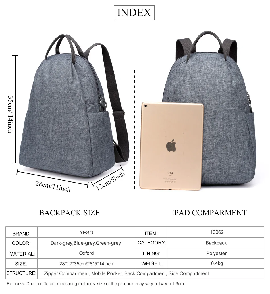 YESO рюкзак для ноутбука женский 13 14 дюймов рюкзаки для отдыха водонепроницаемый рюкзак для подростков Оксфорд Бизнес повседневные рюкзаки для девочек