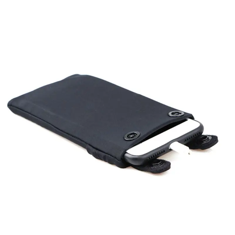 

Outdoor Sports Wrist Bag Elastic Close-Fitting 7 Inch Black Solid Color Mini Key Mobile Phone Bag