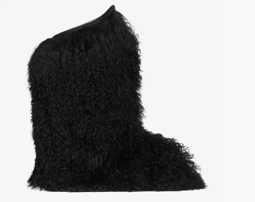 Neige Plat Black apricot Rond De mollet Chaussures Grande Troupeau Avec Bout Femmes Slip Chaude Des abricot Ruban Noir Taille on Mi Mode Bottes SpqMVzUG