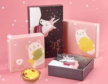 

Cute Unicorn cartoon Pink Brown Cake Packing box, Candy Macaroon boxes Cookie Food Packing Box 100pcs/lot
