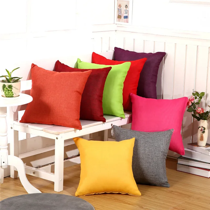 

[byetee] Plain Solid Color Pillow Covers Cushion Cover For Sofa (without inner) Throw Pillow Cases Home Comfortable Pillowcase