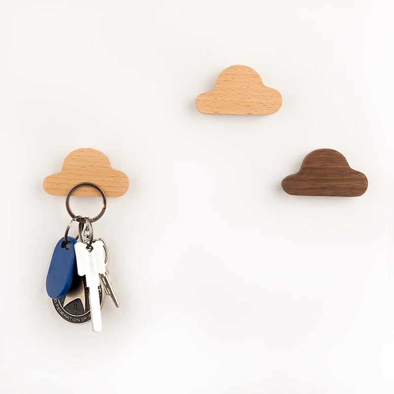 Key hanger  wall hanging  non perforating solid wood creative key  wall entrance entry  strong magnet key suction