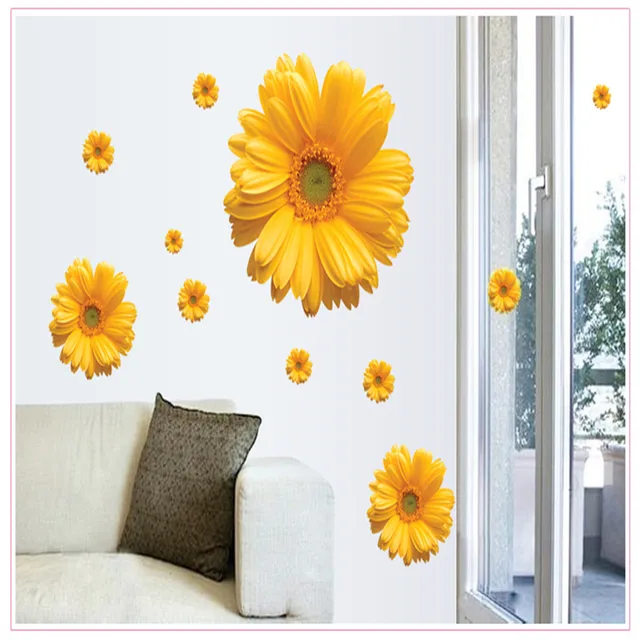 Buy 1set ZY6015 daisy flower living room vinyl 3d wall