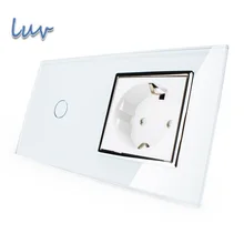 Стандарт ЕС VL-C701-11/VL-C7C1EU-11, сенсорный Выключатель, белый Кристалл Стеклянная Панель, 110 ~ 250 В 16А Розетки с Выключателем Света