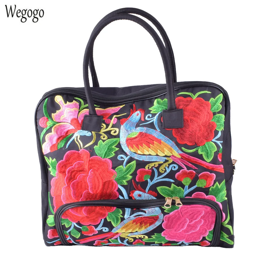 

Women Handbag Canvas Floral Embroidery Travel Totes Shoulder Messenger Bag Large Capacity Clothes Shopping Bag Hand Bags