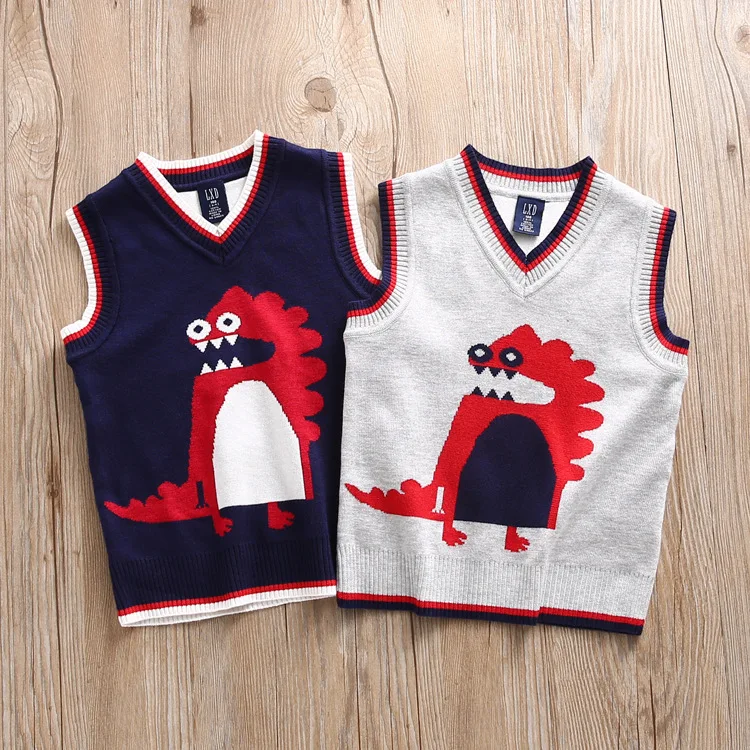Boys Children Kids Dino Sweaters Clothing Cotton Knitted Jacquard