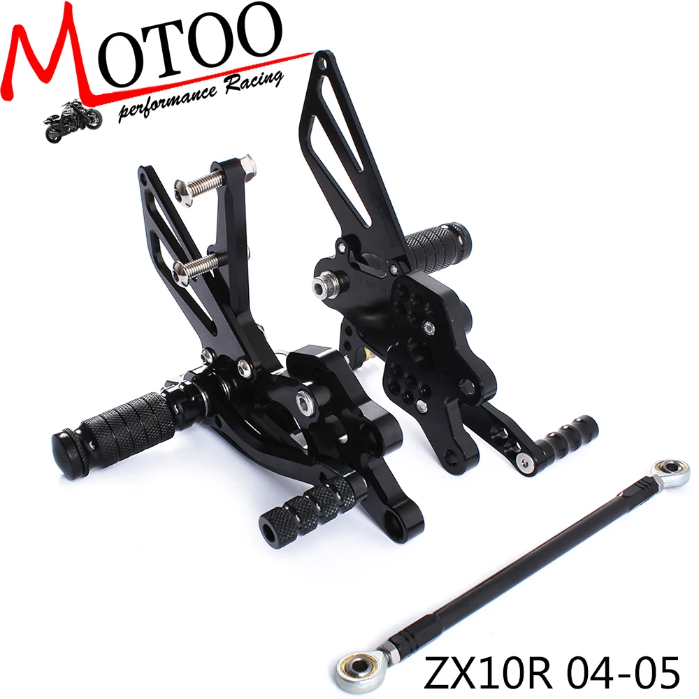 Full CNC Aluminum Motorcycle Adjustable footrest footpeg pedal Rearsets Rear Sets Foot Pegs For KAWASAKI ZX10R ZX-10R 2004-2005
