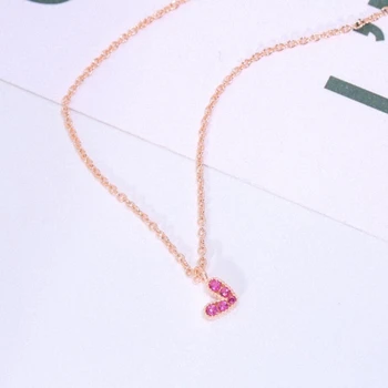 

Simple Literary Heart Pendant Fresh 925 Sterling Silver Clavicle Chain Temperament Trendy Female Necklace SNE194