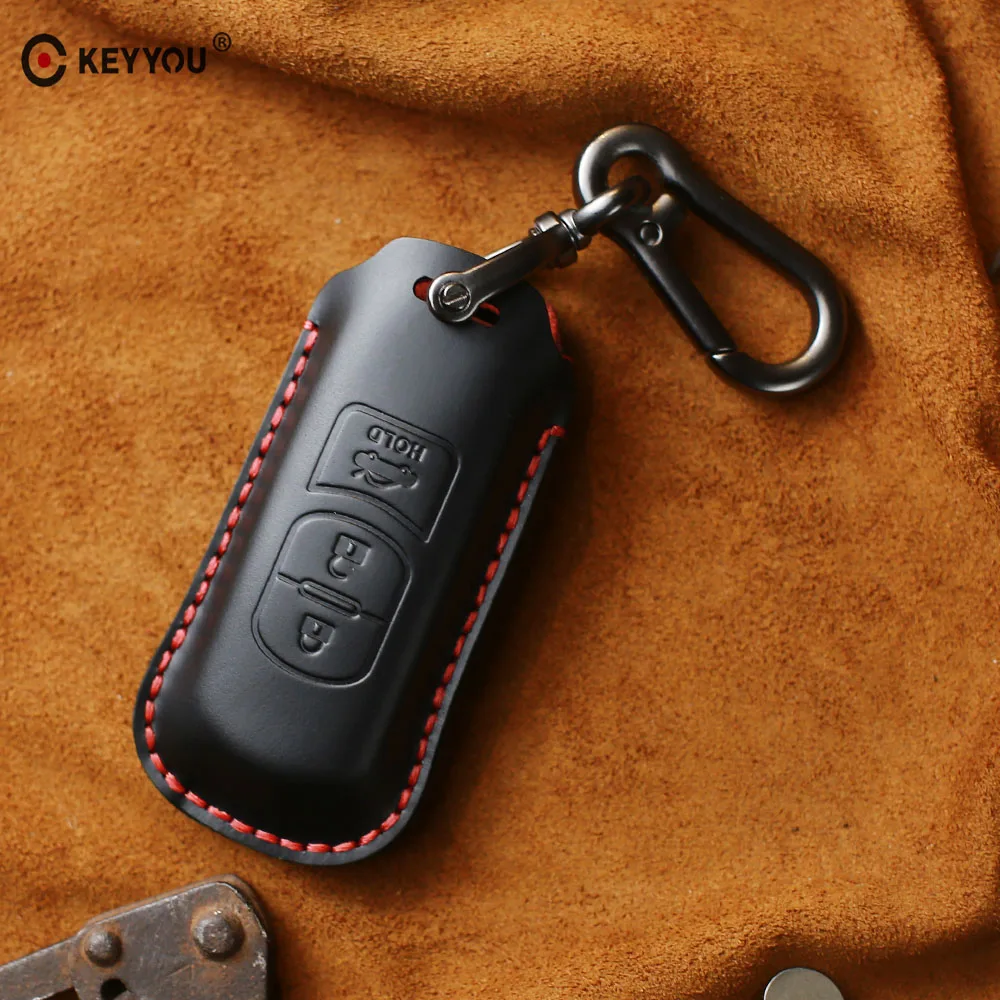 

KEYYOU Genuine Leather Smart Car Remote Key Case Cover For Mazda 2 3 6 Atenza Axela CX-5 CX5 CX 5 CX-7 CX-9 2015 2016 2017 2018