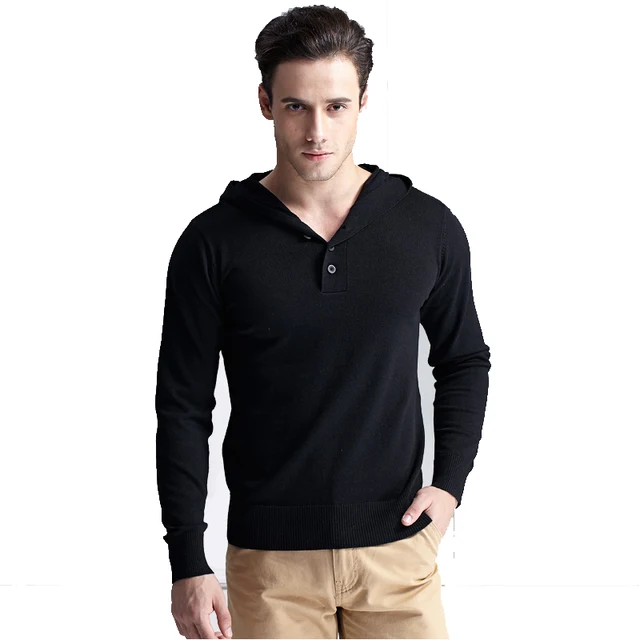 New Autumn Mens Sweater cardigan men hooded V Neck