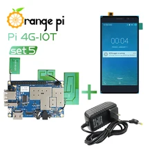 Оранжевый Pi 4G-IOT Set5: оранжевый Pi 4G-IOT+ 5,5 дюймовый черный цветной TFT lcd сенсорный экран+ блок питания; 1G Cortex-A53 8GB EMMC& BT