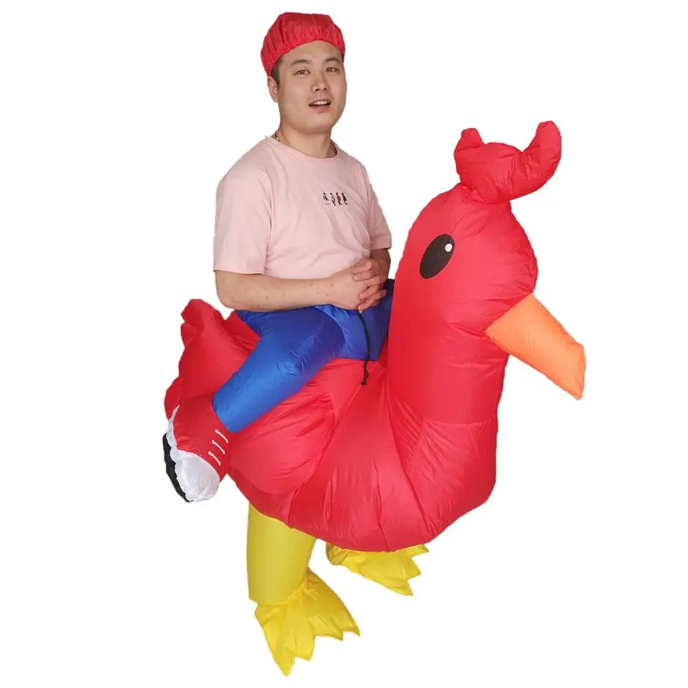 

Red Rooster Inflatable Halloween Costume Chicken Adults Party Animal Mascot Cosplay Fancy Dress Rider Ride On Carnival Blow Up