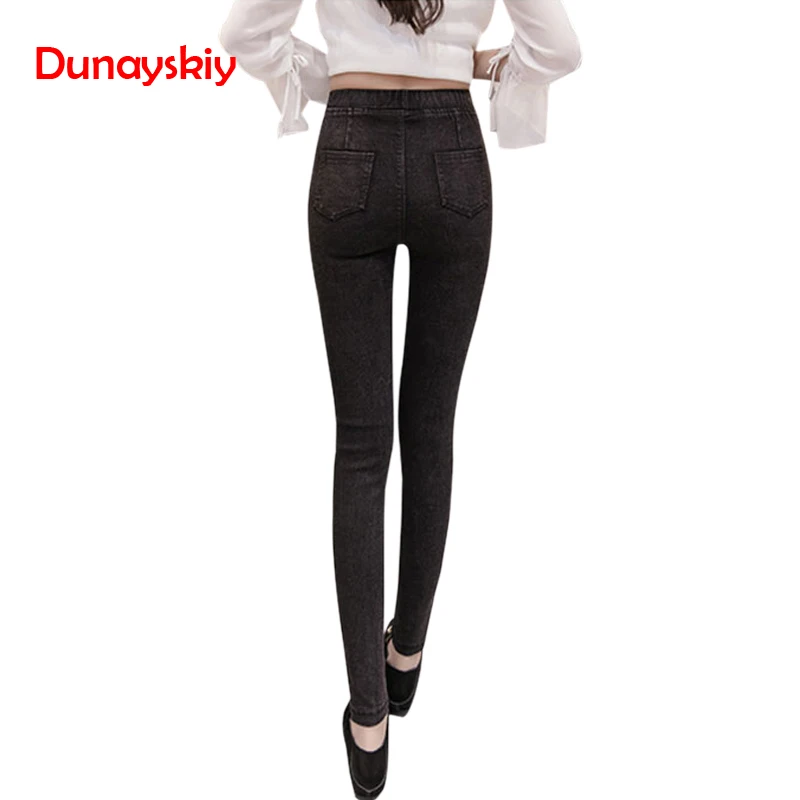 2019 New High Waist Boyfriend Jeans Female Pants Stretch Skinny Jeans Slim Femme Pencil Pants For Women Elastic Waist Mom Jeans