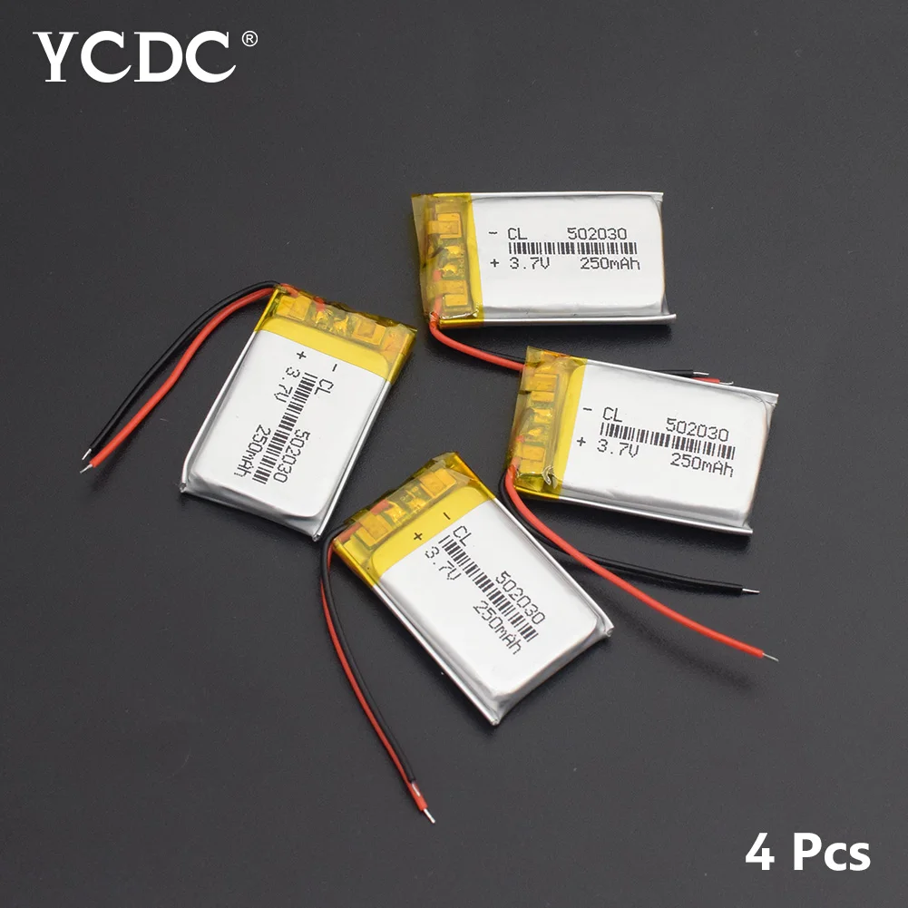 

Rechargeable 502030 3.7V 250mAh Li-ion Battery Lipo Batteries Lithium Li-Po Polymer Bateria For MP3 MP4 speaker Tachograph