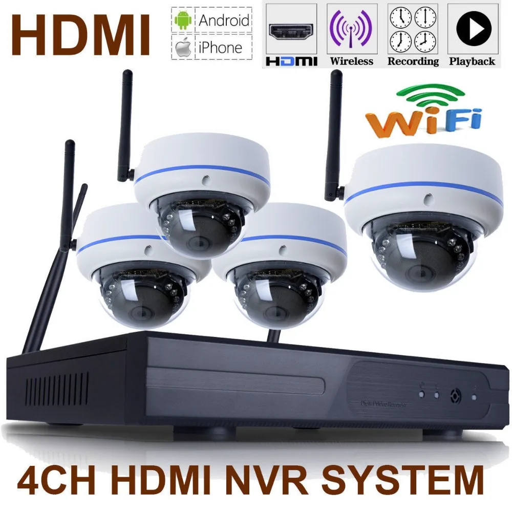 

Anbvision 4CH 1080P Wireless NVR Wifi CCTV Camera System 960P VandalProof Indoor Dome IP Camera Video Security Surveillance Kit