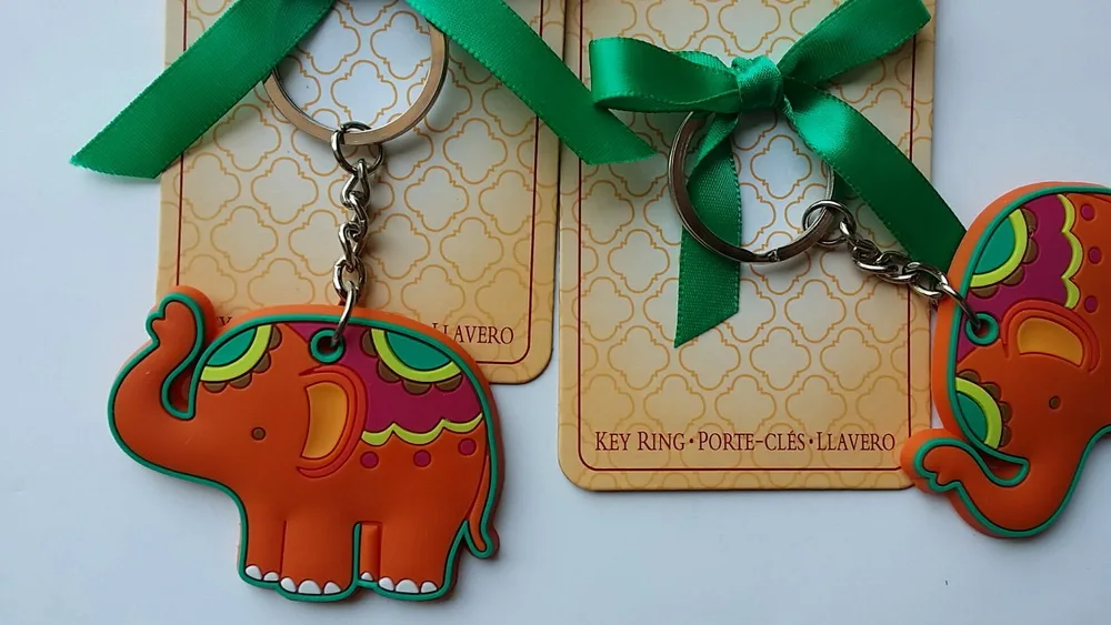 Colorful Lucky Elephant Keychains Bridal Shower Wedding Favors 4 Designs! 
