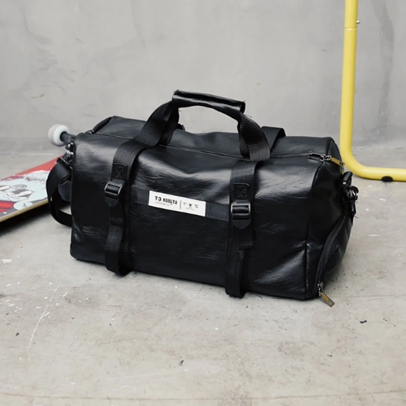 Повседневная мужская черная большая сумка из искусственной кожи, дорожная сумка для спортзала, сумка для путешествий, сумки для путешествий
