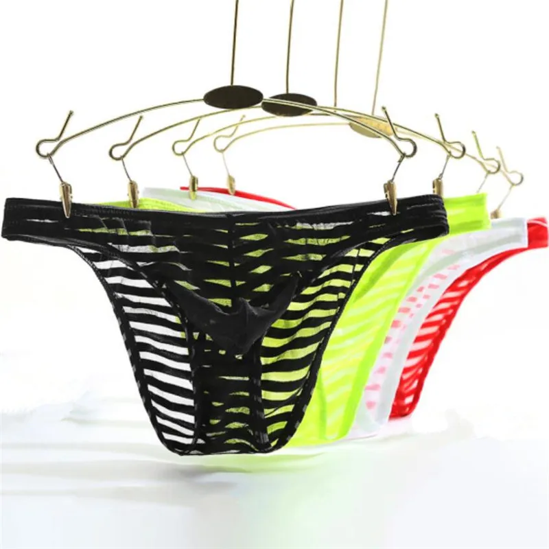 Transparent Briefs Mens Summer Bikini Swimwear Mens Low Waist Bikini Briefs Silk Ice Underwear