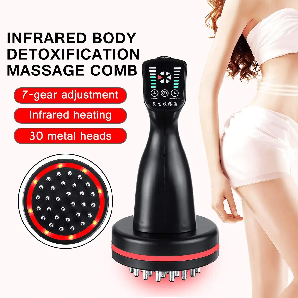

Electronic Acupuncture Slimming Device,BIO Microcurrent Meridian Scrape Therapy,Infrared Body Detoxification Massage Comb