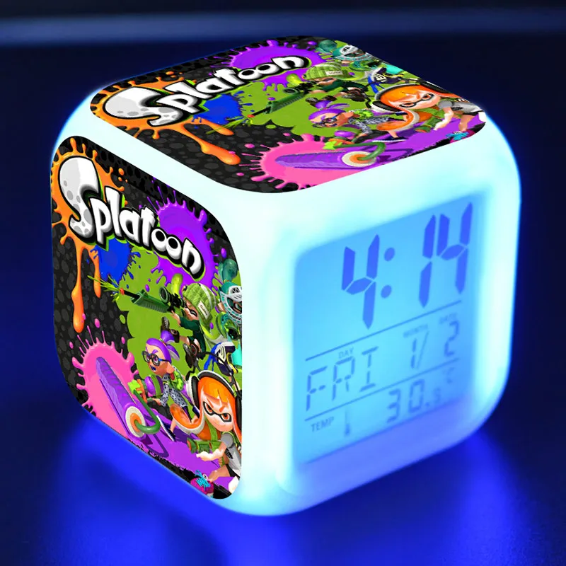 

Splatoon Game Figure LED Colorful Touch Light Alarm Clock Splatoon Anime Figuras Toys