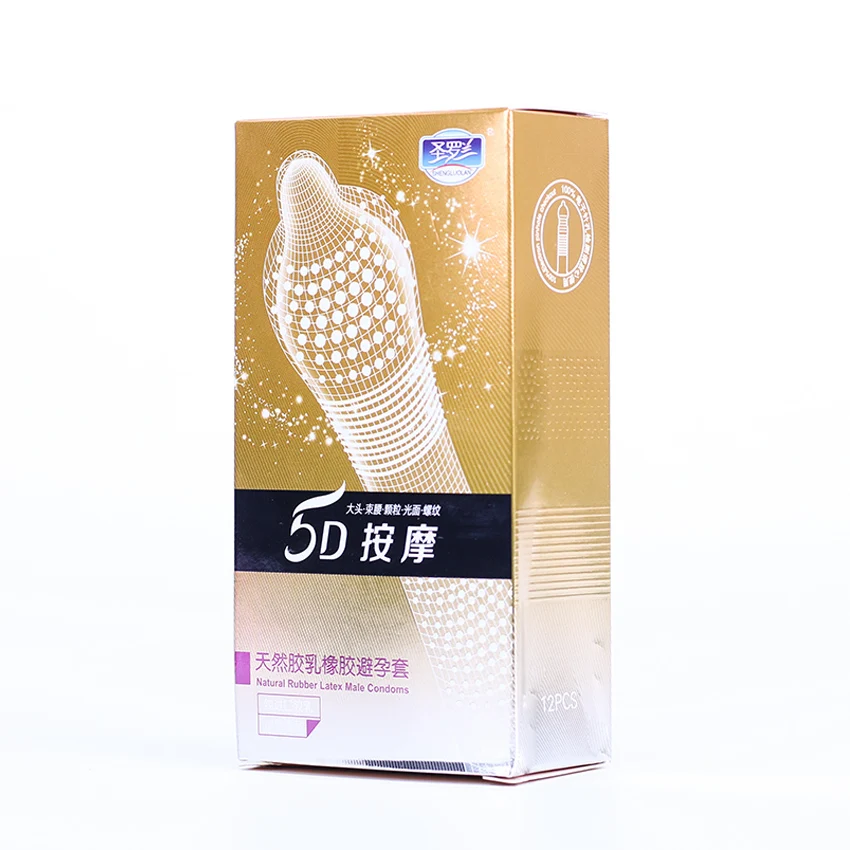 5D Dotted Thread Ribbed G Point Latex Condoms Contraceptives Big Particle Spike Condom for Men