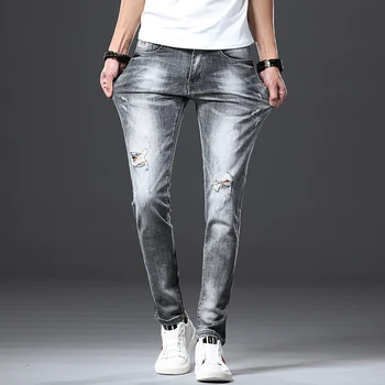 

2019 New Brand Jeans Retro Nostalgia Straight Denim Jeans Men Size 28-36 Casual Mens Long Pants Trousers Brand Biker Jean male