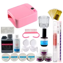 Акриловый порошок Комплект гель-лака лампа для ногтей 36 Вт УФ-лампа кисть Инструменты для маникюра УФ-гель набор для наращивания ногтей набор акриловых ногтей