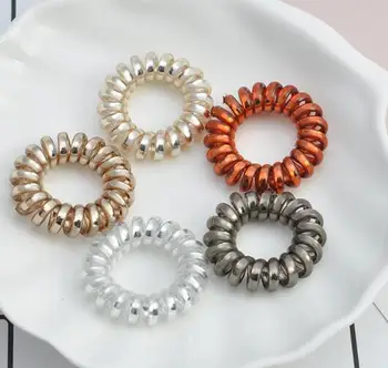 

100PCS Elastic Hair Bands Girls Hair Accessories Rubber Band Headwear Hair Rope Spiral Shape Hair Ties Gum Telephone Wire