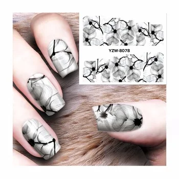 Water Transfer Foils Nail Art Sticker Full Flower Design Water Decals Manicure Decorations Tools Sticker 8078