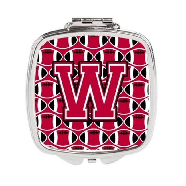 Carolines Treasures CJ1079-WSCM Letter W Football Crimson & White Compact Mirror