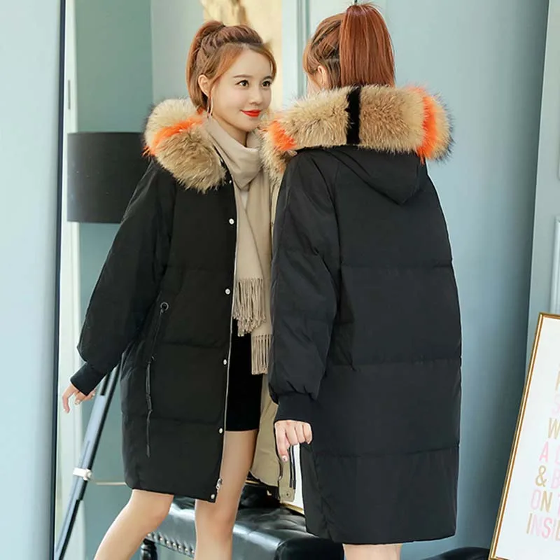 Bas Couleur Brick Nouvelle Capuchon Le Qualité Femmes Haute À Nuw212 Taille Chaud Vers Mode Hiver black Veste Long Moyen Grande 2018 Red apricot Solide De 7qFzp1An