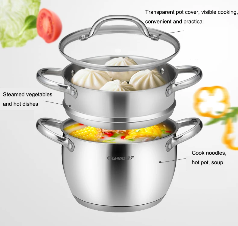Stainless Steel 304 Steamer Cookware, perfect for cooking vegetables