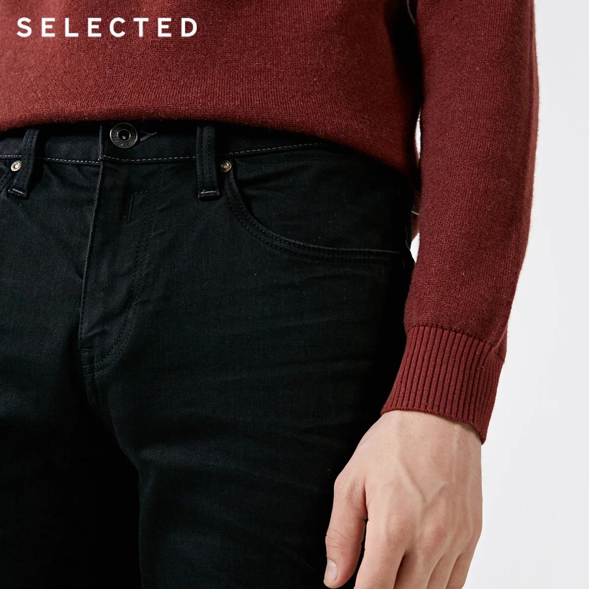 Отборные мужские джинсы на осень и зиму, Стрейчевые хлопковые прямые джинсовые штаны C | 418432526
