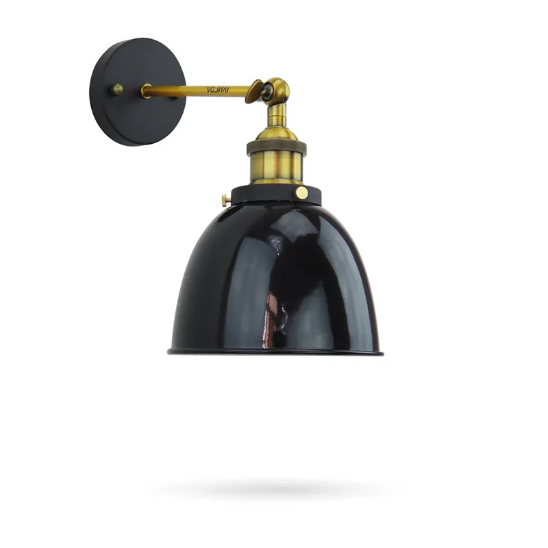 

Black American Vintage Wall Lights For Bedside E27 Edison Loft Lamp Iron Lampshade Restaurant Retro Decoration