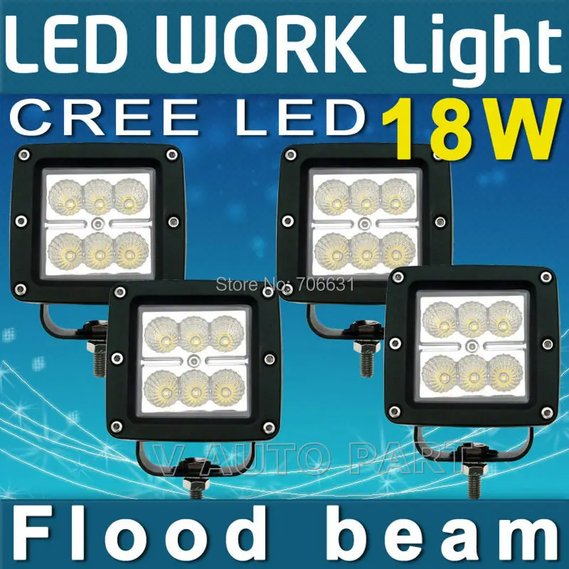 Tkeapl THTMH 4X 18W LED WORK LIGHT FLOOD BEAM DRIVING OFF
