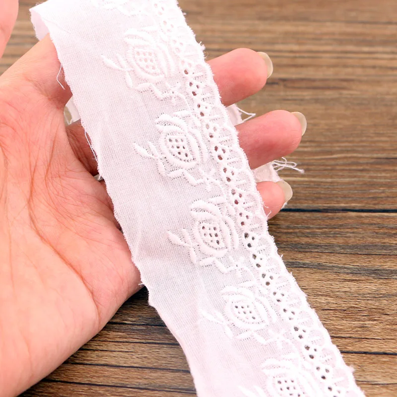 

1 yards 4 cm white cotton lace fabric DIY fabric lace flower gift ribbon decoration material cotton lace