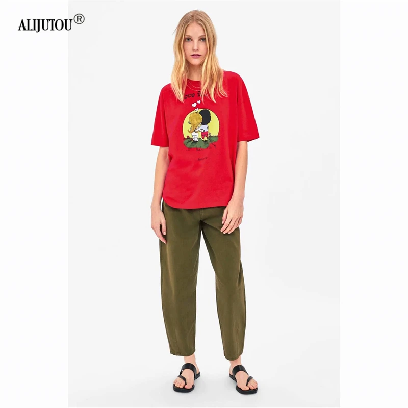 love is forever tshirt 2019 summer cartoon red women top o neck short sleeve streetwear tees top casual funny tee mujer zaraing
