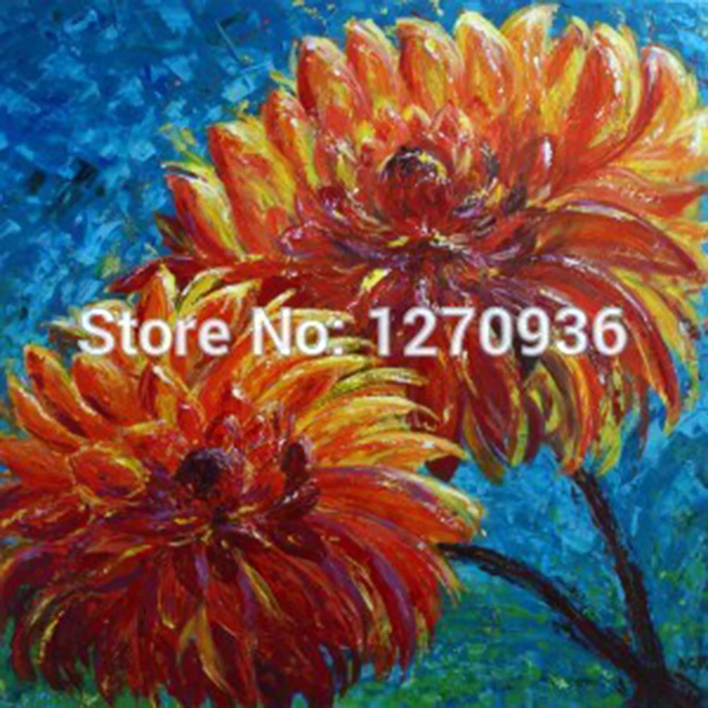

Красивая оранжевая Хризантема картина маслом для гостиной украшение цветы маслом ручной работы Картина на холсте Настенная картина маслом