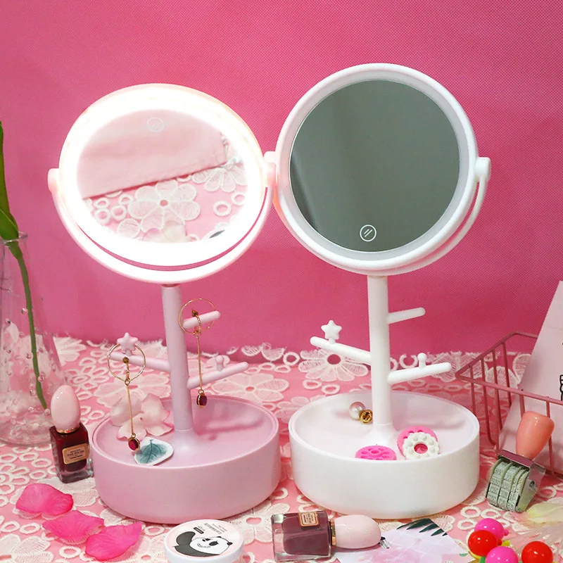 СВЕТОДИОДНЫЙ огни макияж Декоративные Зеркало для одевания настольные украшения хранения коробочка с зеркалом для Женщины Подарки группа ламп зеркало для ванной комнаты