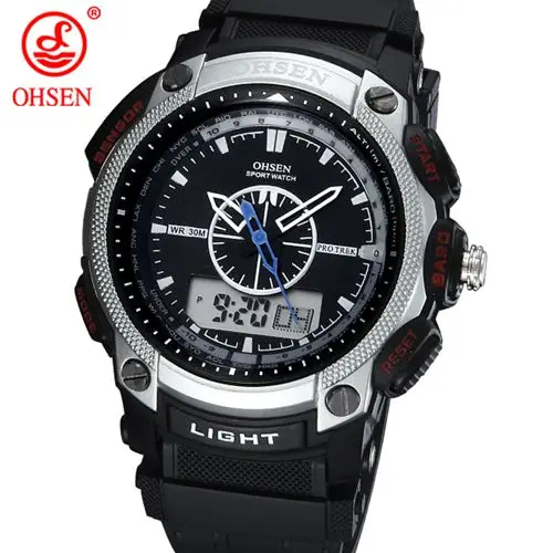 Montre Homme OHSEN Relogio, цифровые часы для мужчин, мужские, 30 м, для плавания, военные наручные часы, будильник, дата, секундомер, аналоговые часы, мужские спортивные часы - Цвет: Белый