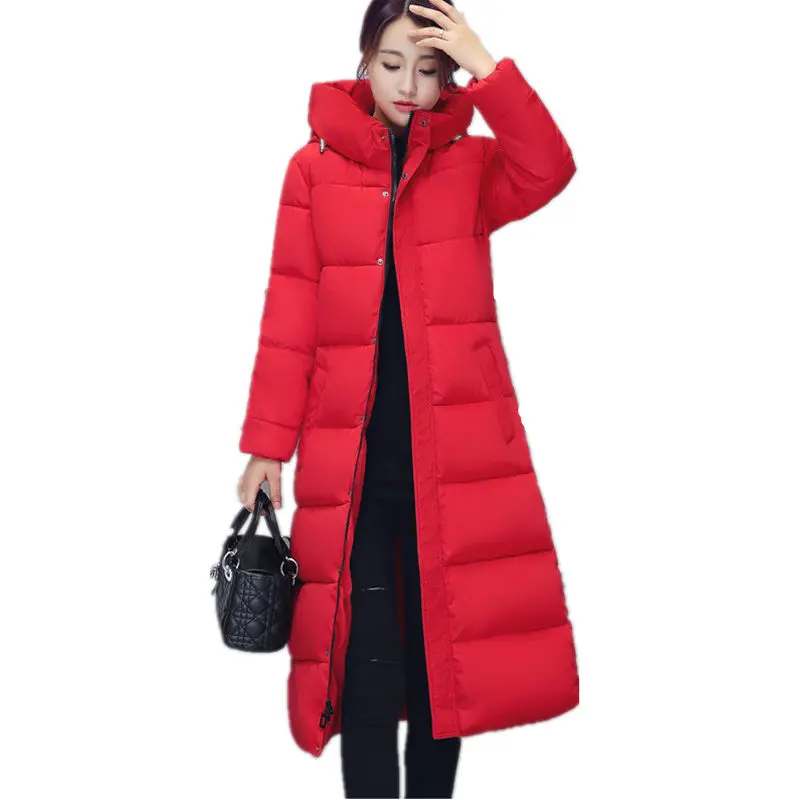 

Winter jacket women Coat Hooded Slim Wadded Parka Down Cotton Padded Jacket Long Coat Outerwear Long Sleeve Ladies Jacket Q555