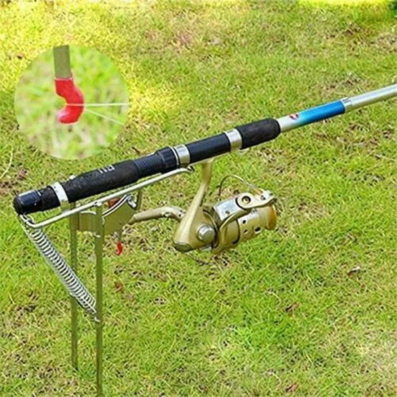 

Stainless Steel Fishing Rod Holder Rack Automatically Pulls Back Portable Double Spring FI-19ING
