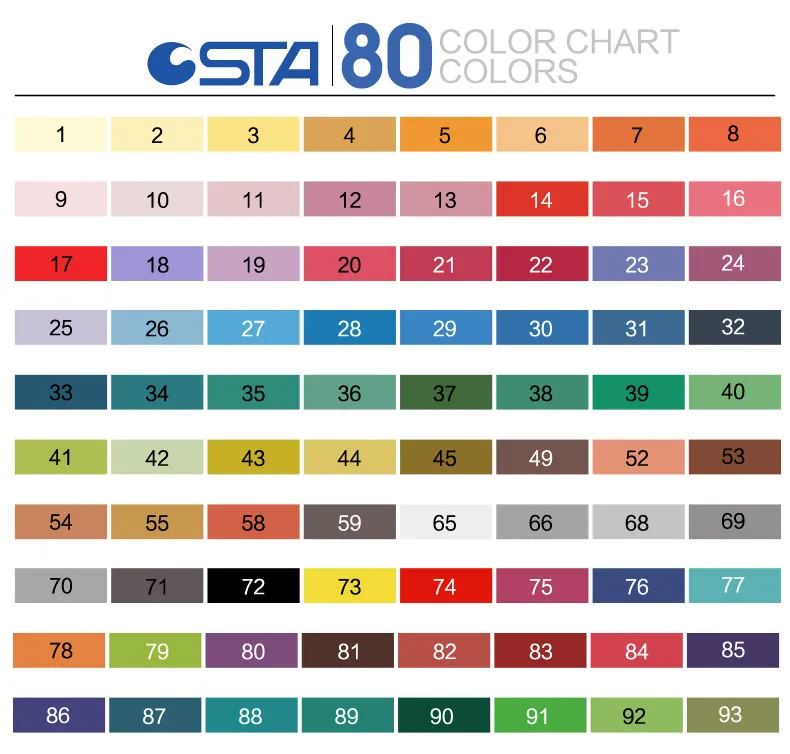 STA 80 цветов, набор маркеров для живописи, двойной наконечник, Fineline, цветная ручка, кисть на водной основе, маркер для рисования цветной книги, Sesign