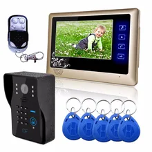 Free Shipping! Wired 7″ Video Door Phone Intercom System RFID Keypad Code Number Doorbell Camera Monitor1000TVL Wireless unlocks