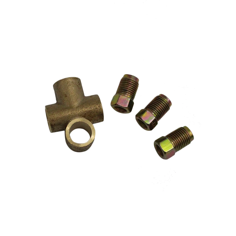 

3 Way T Piece Brake M10 Tee 3/16" Pipe 10mm with 3 Male Nuts Short Union Metric