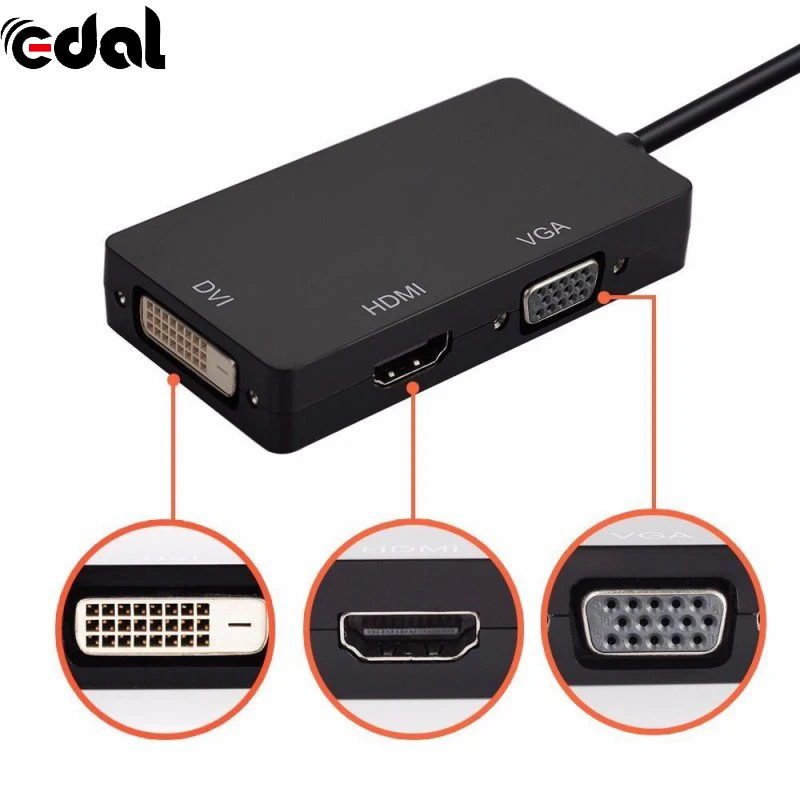 

EDAL 3 in1 Mini Display Port DP To HDMI VGA DVI Display Port Cable Adapter Converter for Macbook Pro Microsoft Surface Pro 2/3