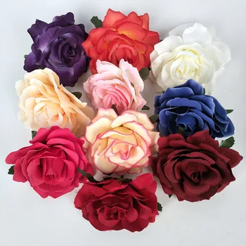 

2pcs Artificial flower 10cm Silk Big rose Flower head Wedding home decoration DIY wreath scrapbook craft fake flowers