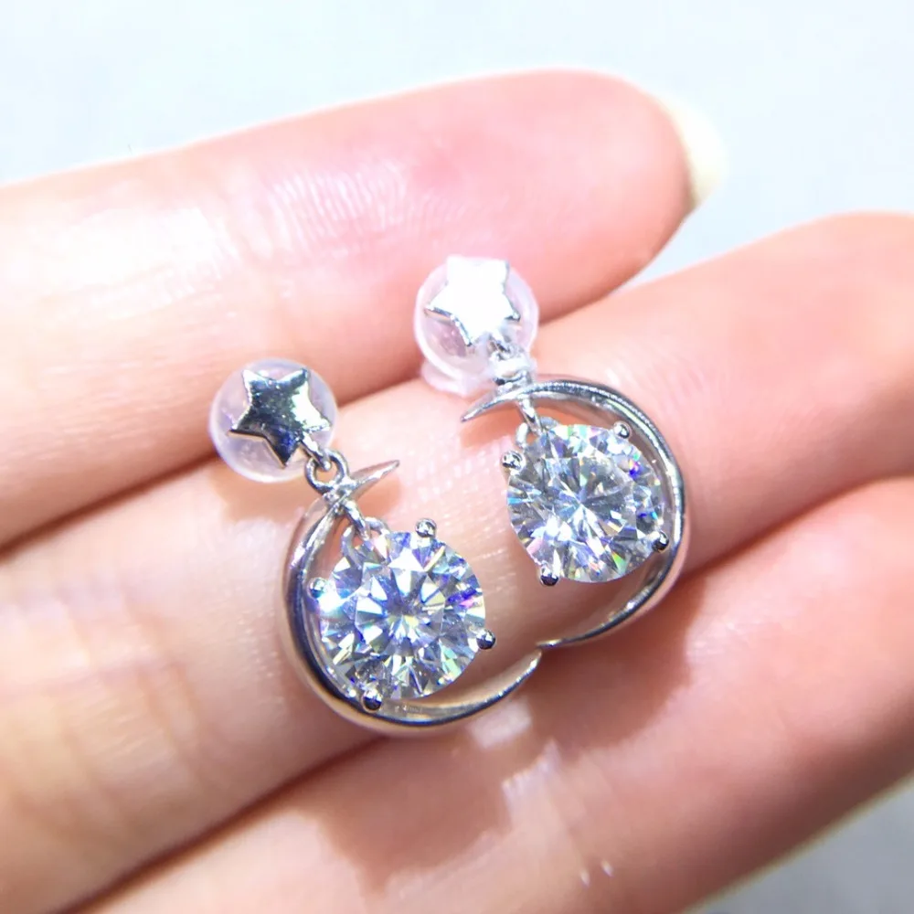 

Fine Jewelry Real 18K Gold AU750 G18K 2ct Moissanite Diamond Earrings for Women Fine Earrings