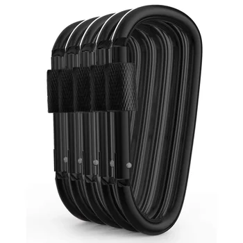 

5Pcs Gold Lion Gear Aluminum Carabiner D Shape Buckle Pack, Keychain Clip, Spring Snap Key Chain Clip Hook Screw Gate Buckle